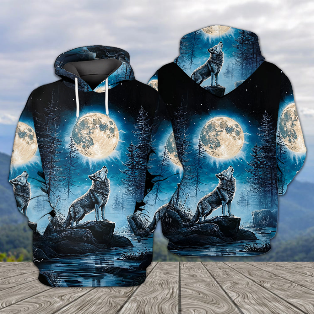 Wolf Moon Light Art All Over Print Shirt