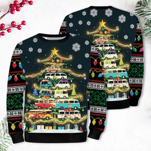 Christmas Tree With Camper Vans Ugly Sweater