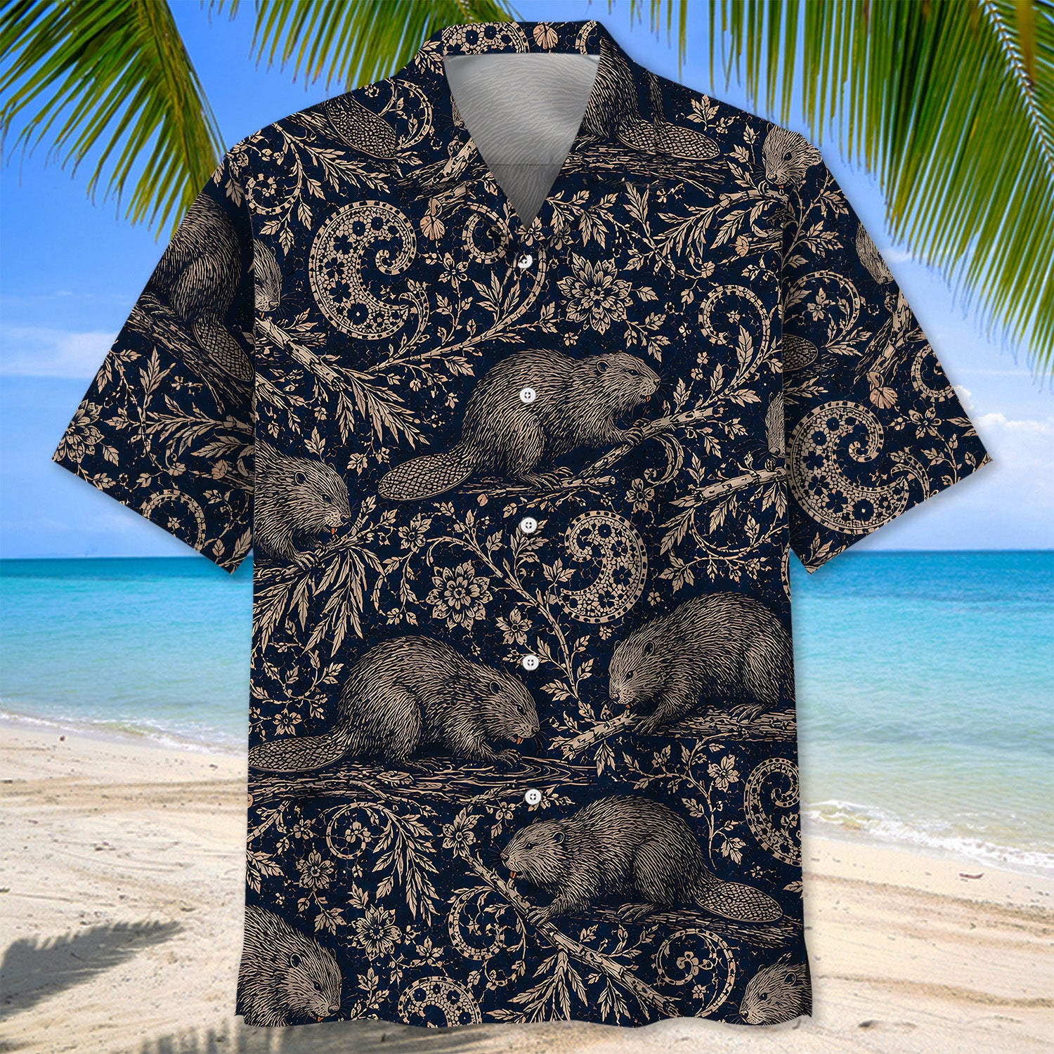 Midnight Beaver Paisley Hawaiian Shirt