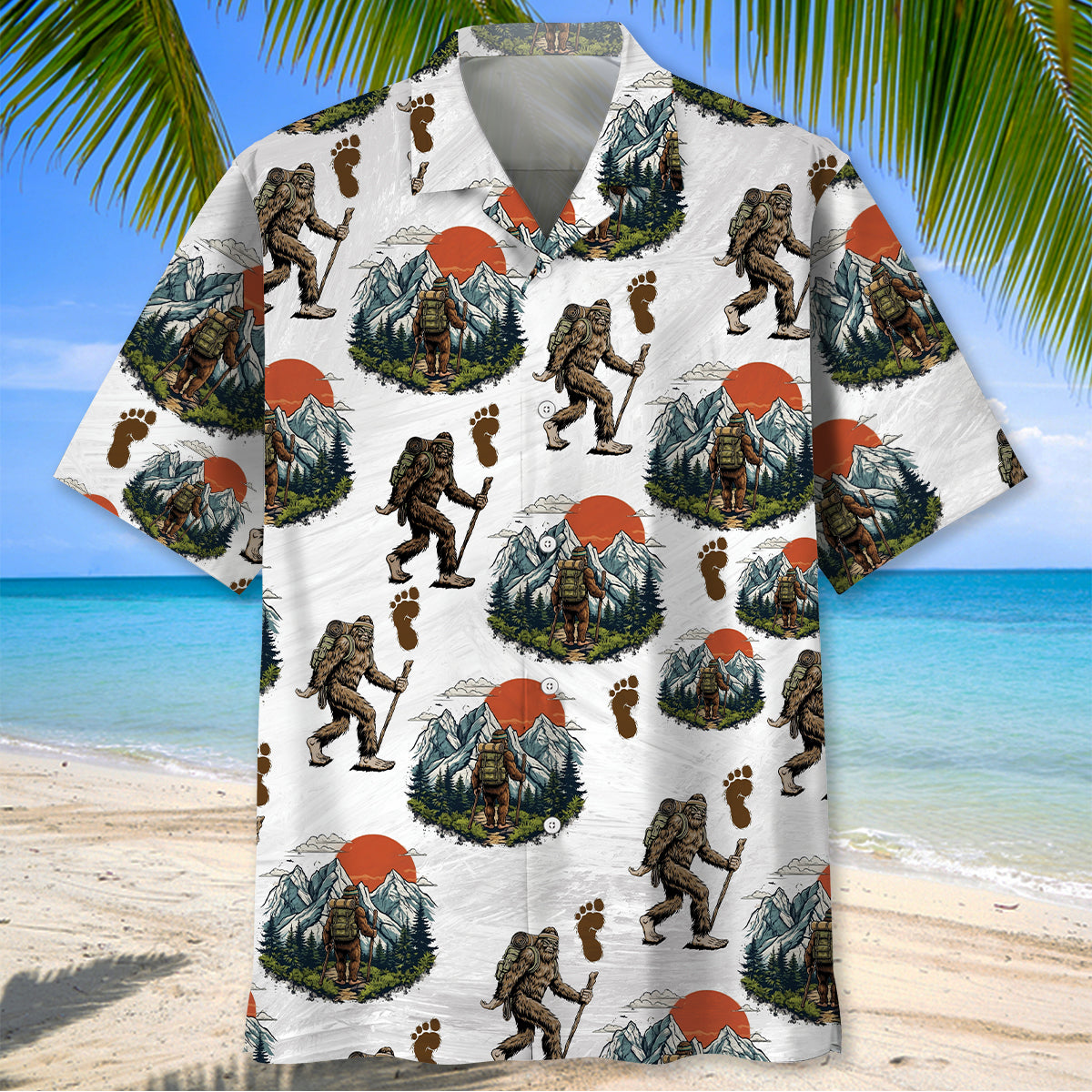 Bigfoot Hiking Hawaiian Shirt
