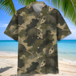 Opossum Camouflage Graphic Pattern Hawaiian Shirt