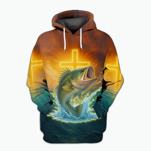 Bass Fishing Cross All Over Print Shirt