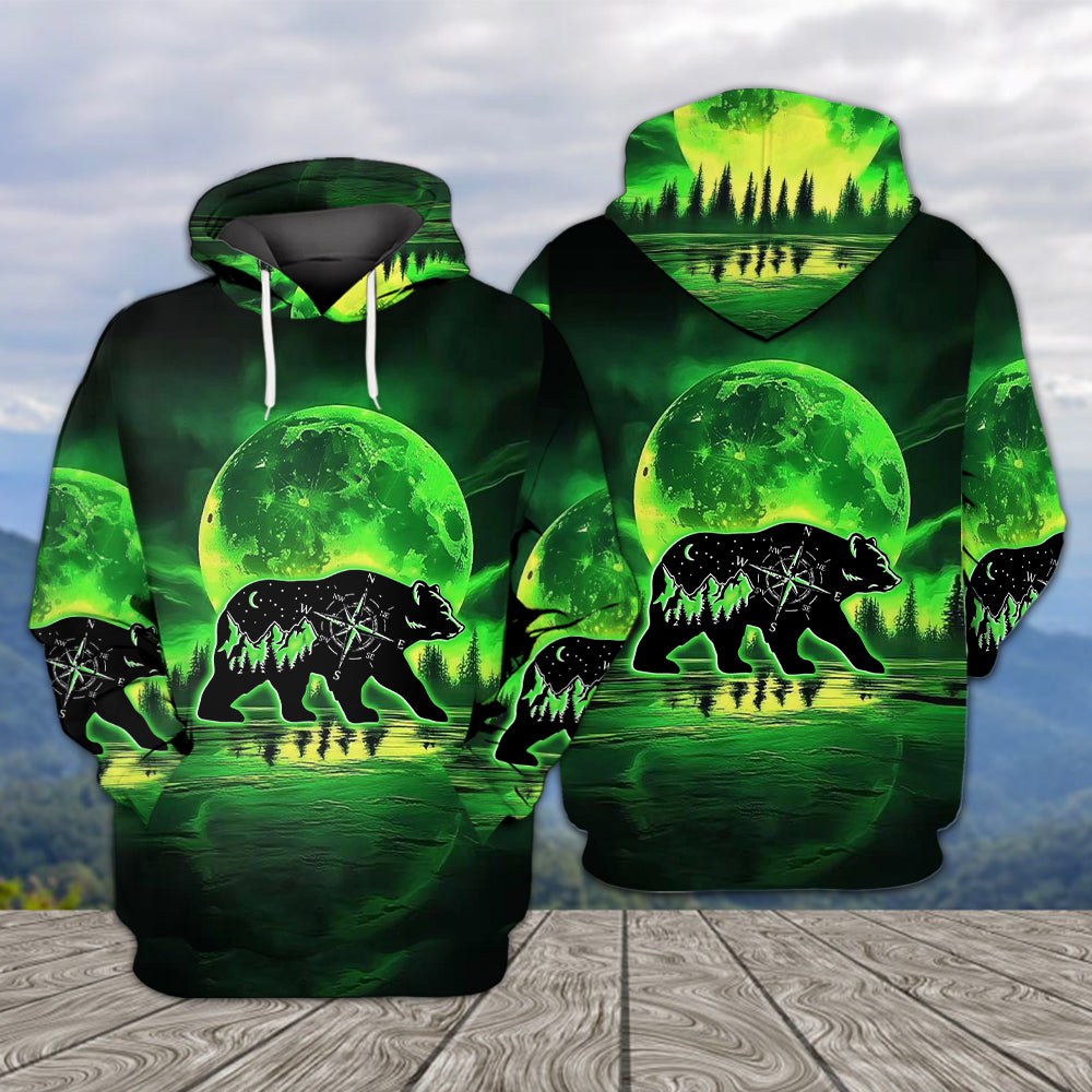 Bear Green Moonlit Art All Over Print Shirt