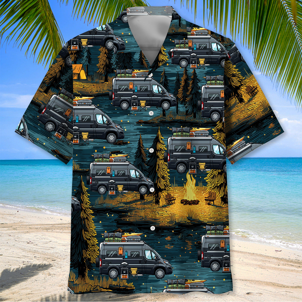 Vintage Conversion Van Camping Hawaiian Shirt
