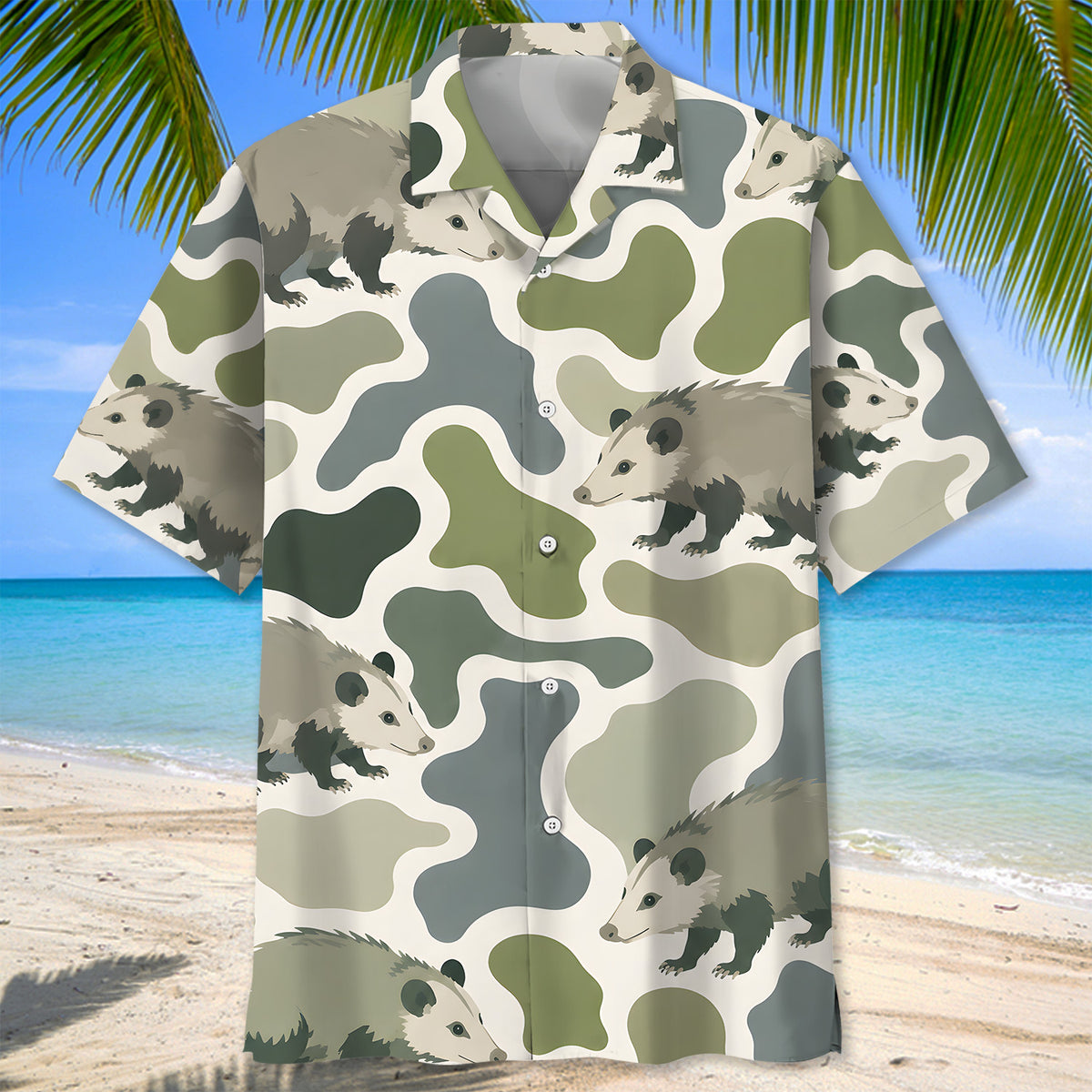 Opossum Camouflage Hunting Funny Pattern Hawaiian Shirt