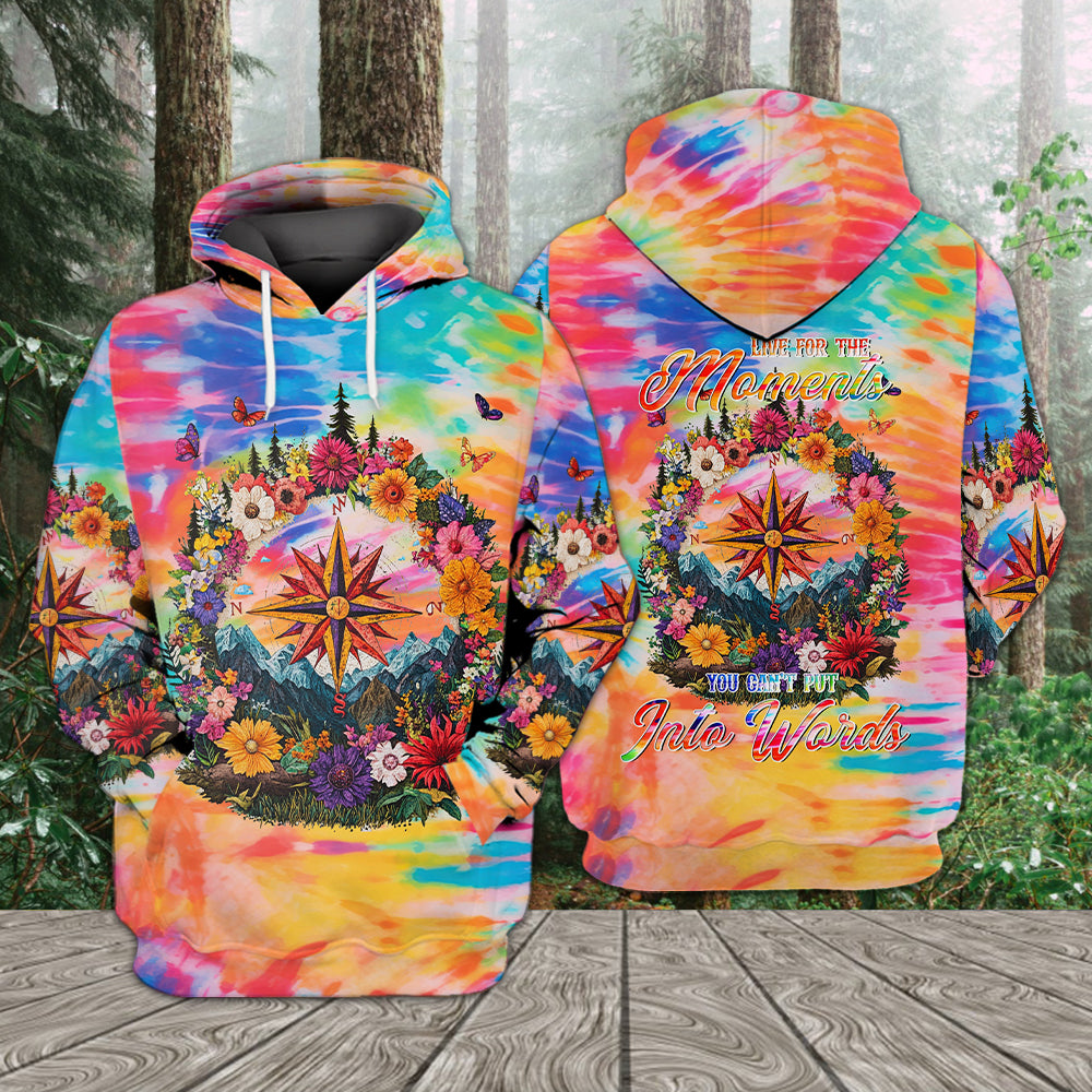 Live For The Moments Compass Flower All Over Print Shirt