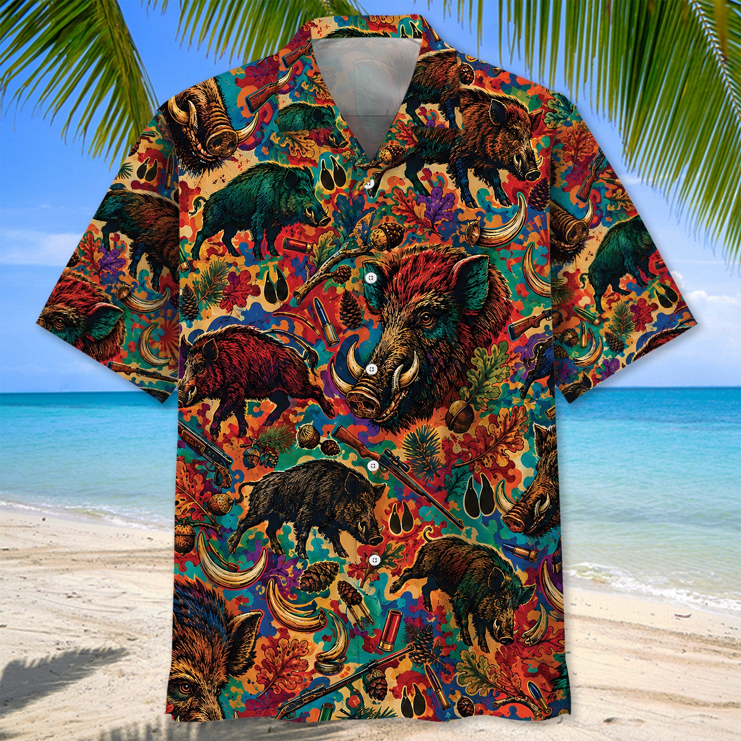 Psychedelic Hog Hunting Hawaiian Shirt