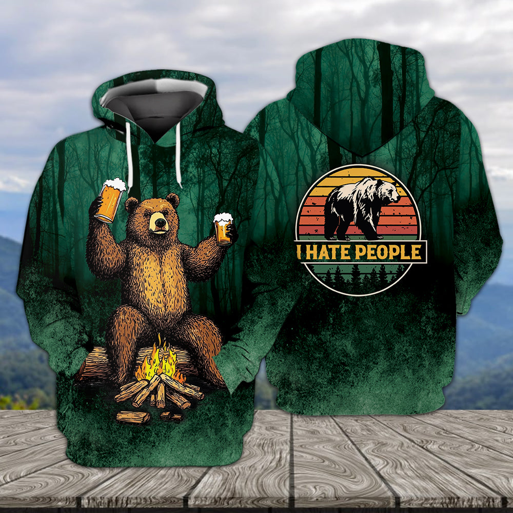I Hate People Drinking Bear All Over Print Shirt