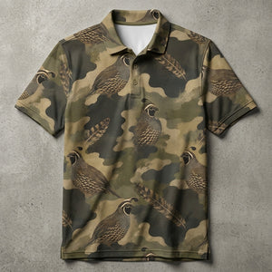 Quail Camouflage Graphic Pattern Men Polo Shirt