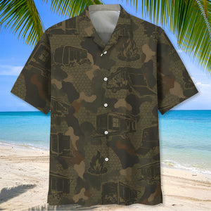 Toy Hauler Camping Camouflage Hawaiian Shirt