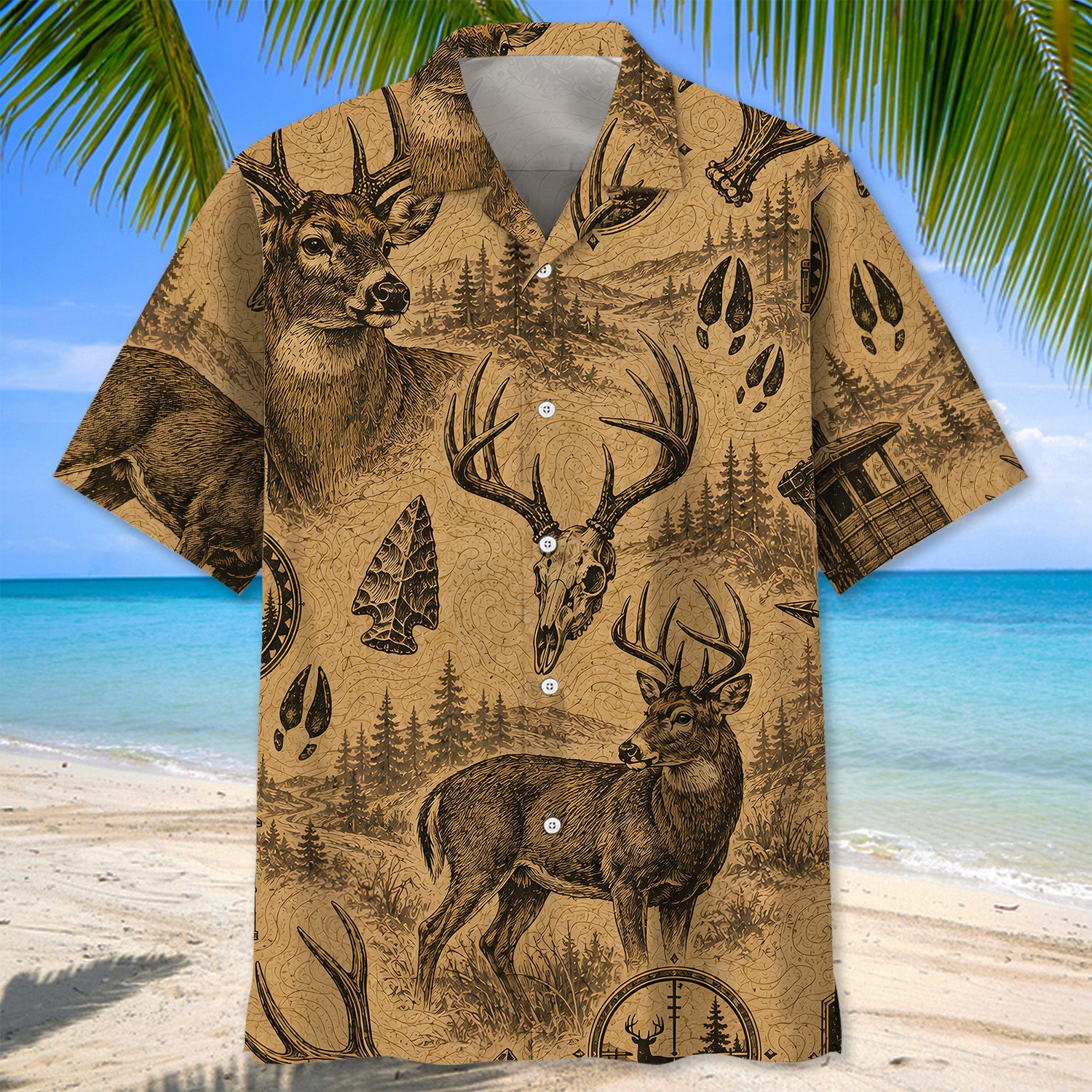 Deer Hunting Vintage Artwork Hawaiian Shirt