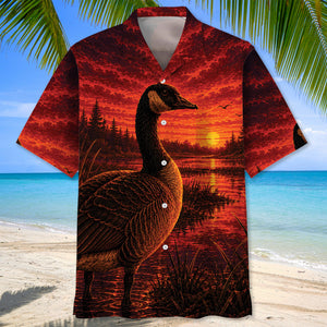 Goose Hunting Burnt Sky Hawaiian Shirt