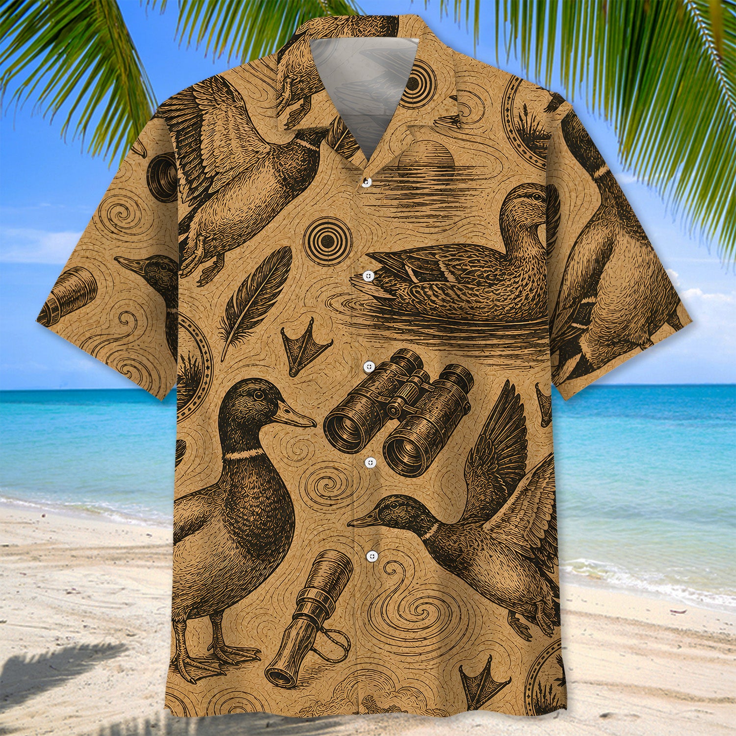 Duck Hunting Vintage Artwork Hawaiian Shirt