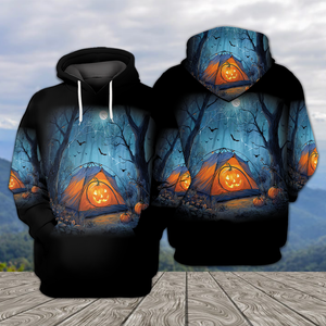 Halloween Pumpkin Camping All Over Print Shirt