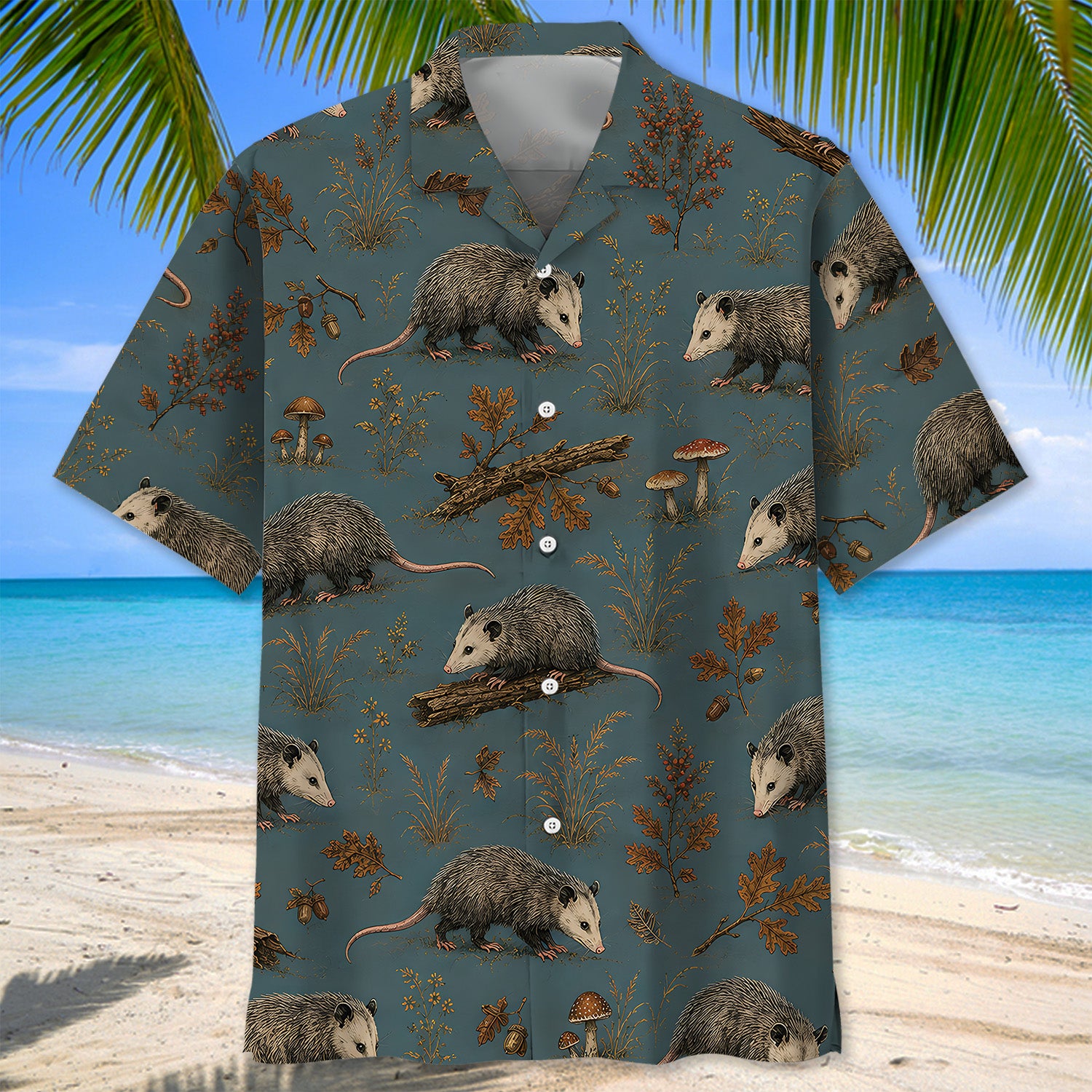 Vintage Slate Opossum Hunt Hawaiian Shirt