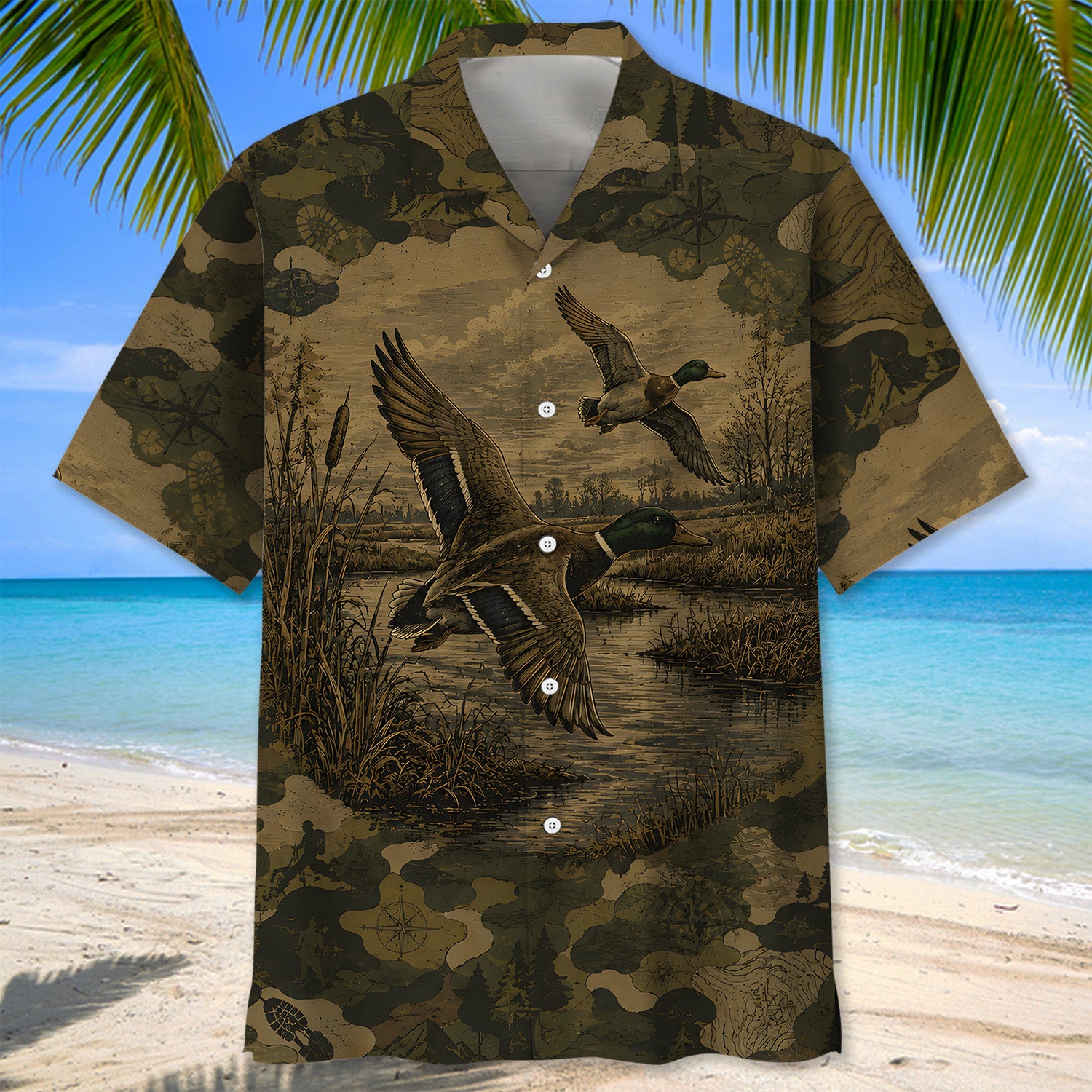 Duck Camouflage Dark Hawaiian Shirt