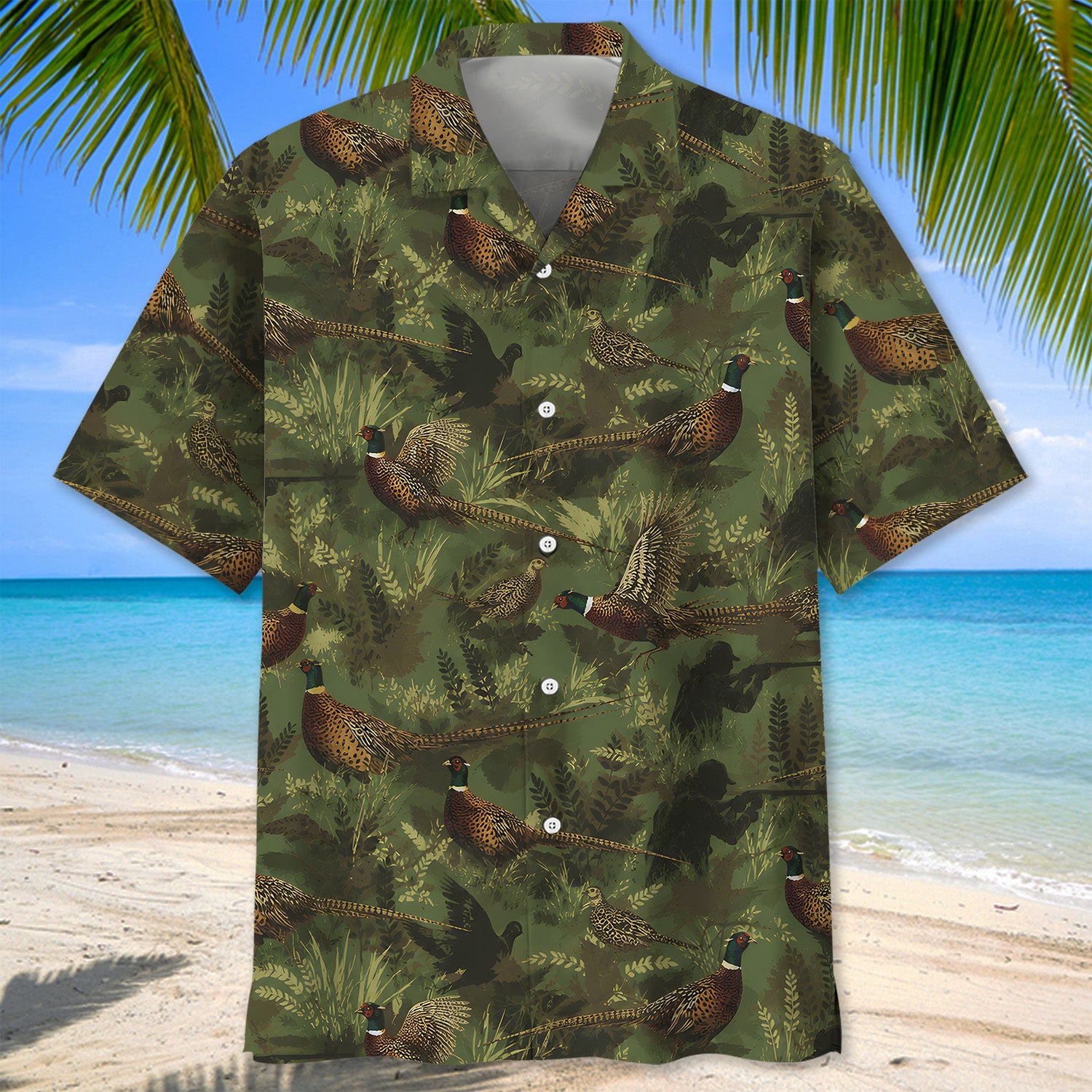 Camouflage Pheasant Hunting Pattern Hawaiian Shirt