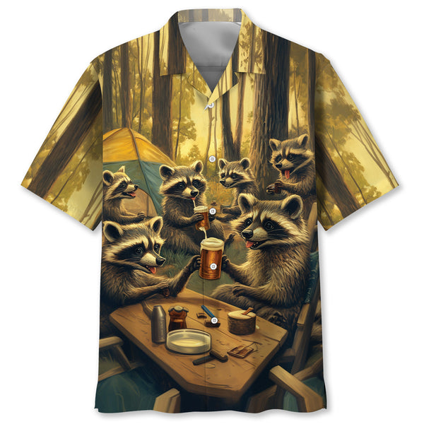 Raccoon Funny Campsite Hawaiian Shirt