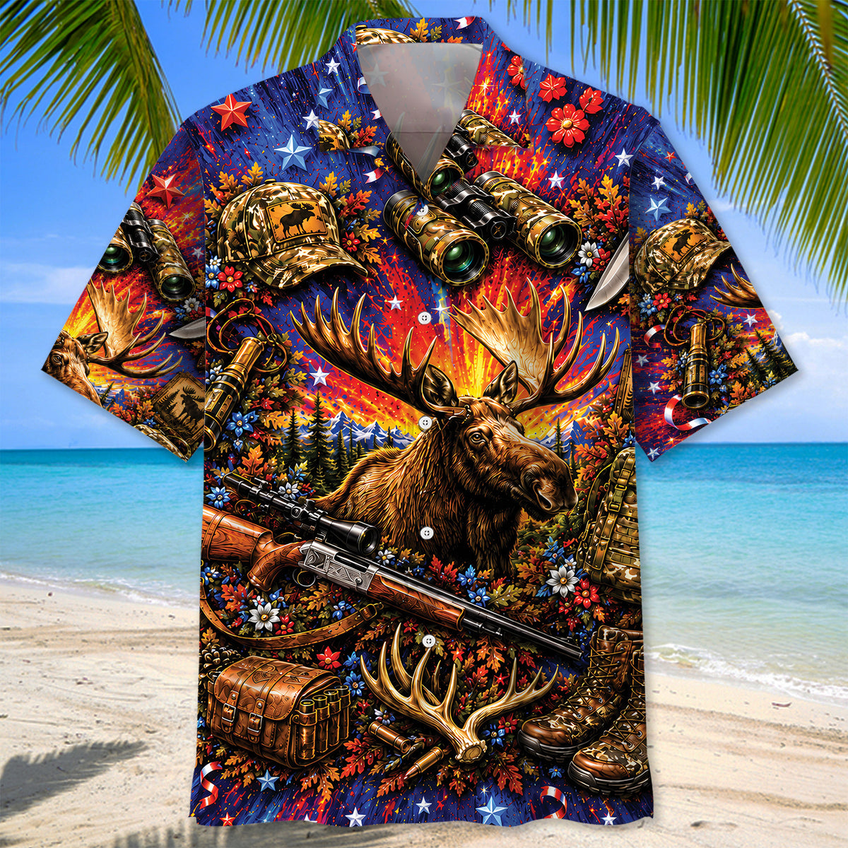 Colorful Moose Vintage Art Hawaiian Shirt