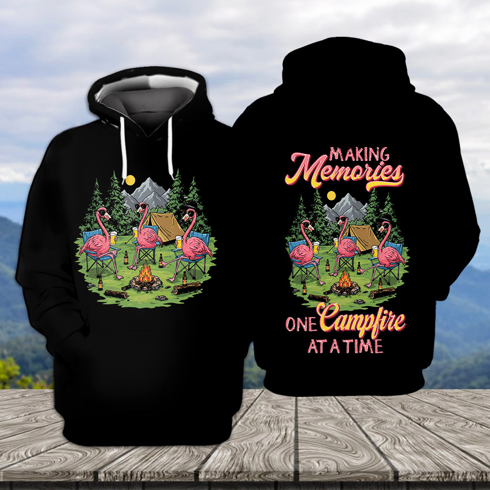Funny Flamingo Making Memories Campfire All Over Print Shirt