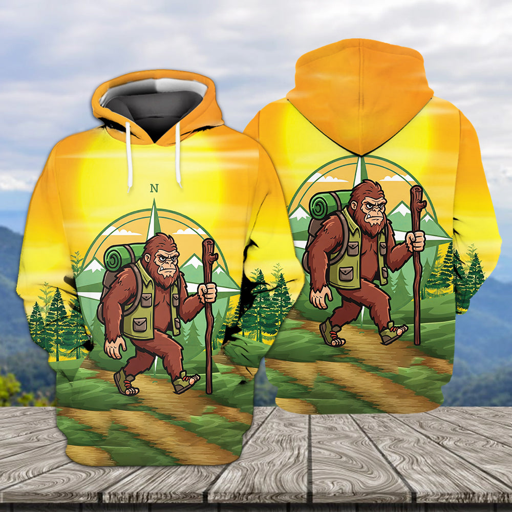 Funny Bigfoot Hiking All Over Print Shirt