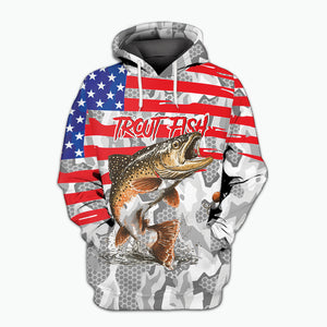 Camo American Flag Trout Fish Fishing All Over Print Shirt