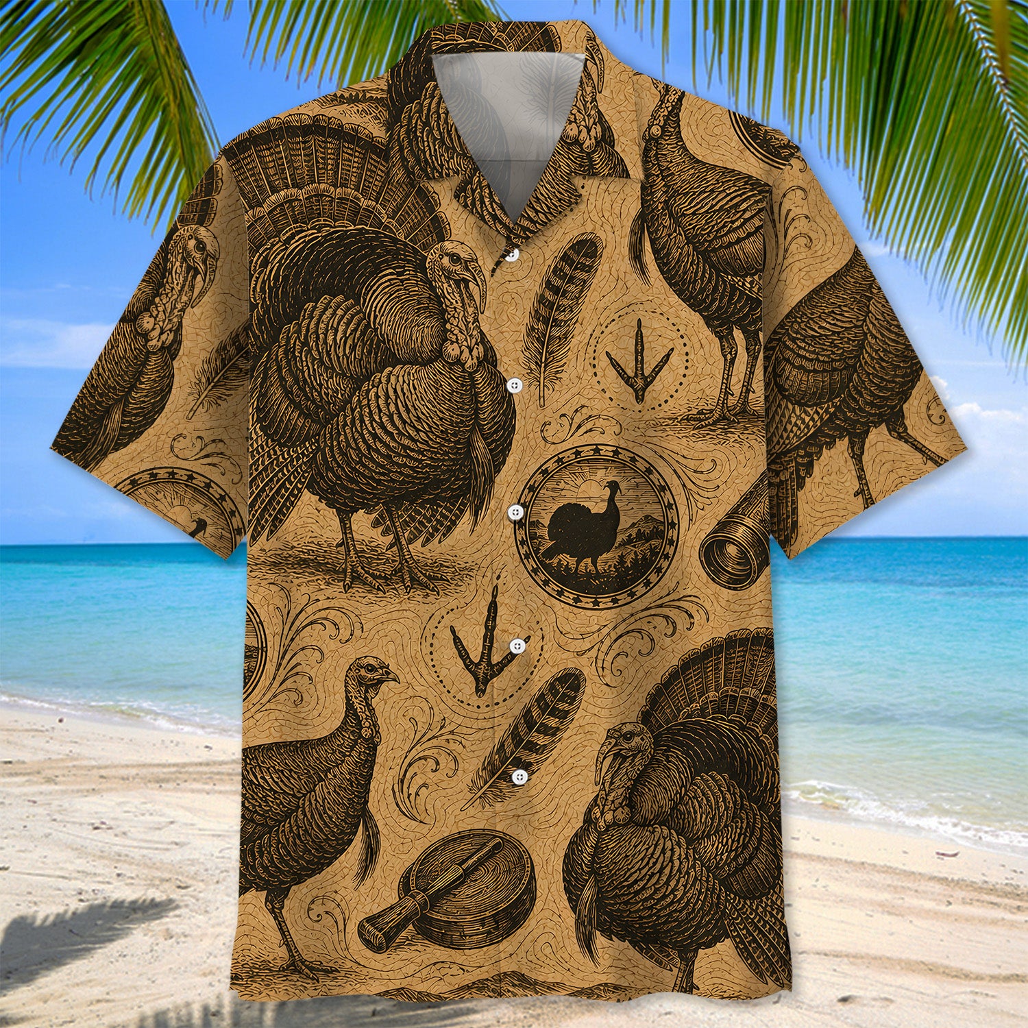 Turkey Hunting Vintage Artwork Hawaiian Shirt