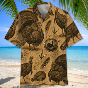 Turkey Hunting Vintage Artwork Hawaiian Shirt