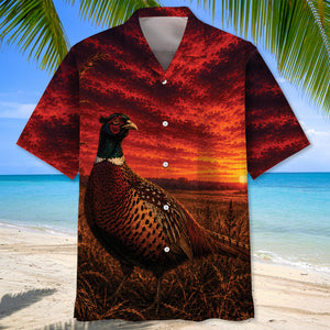 Pheasant Hunting Burnt Sky Hawaiian Shirt