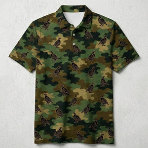 Quail Camouflage Millitary Men Polo Shirt