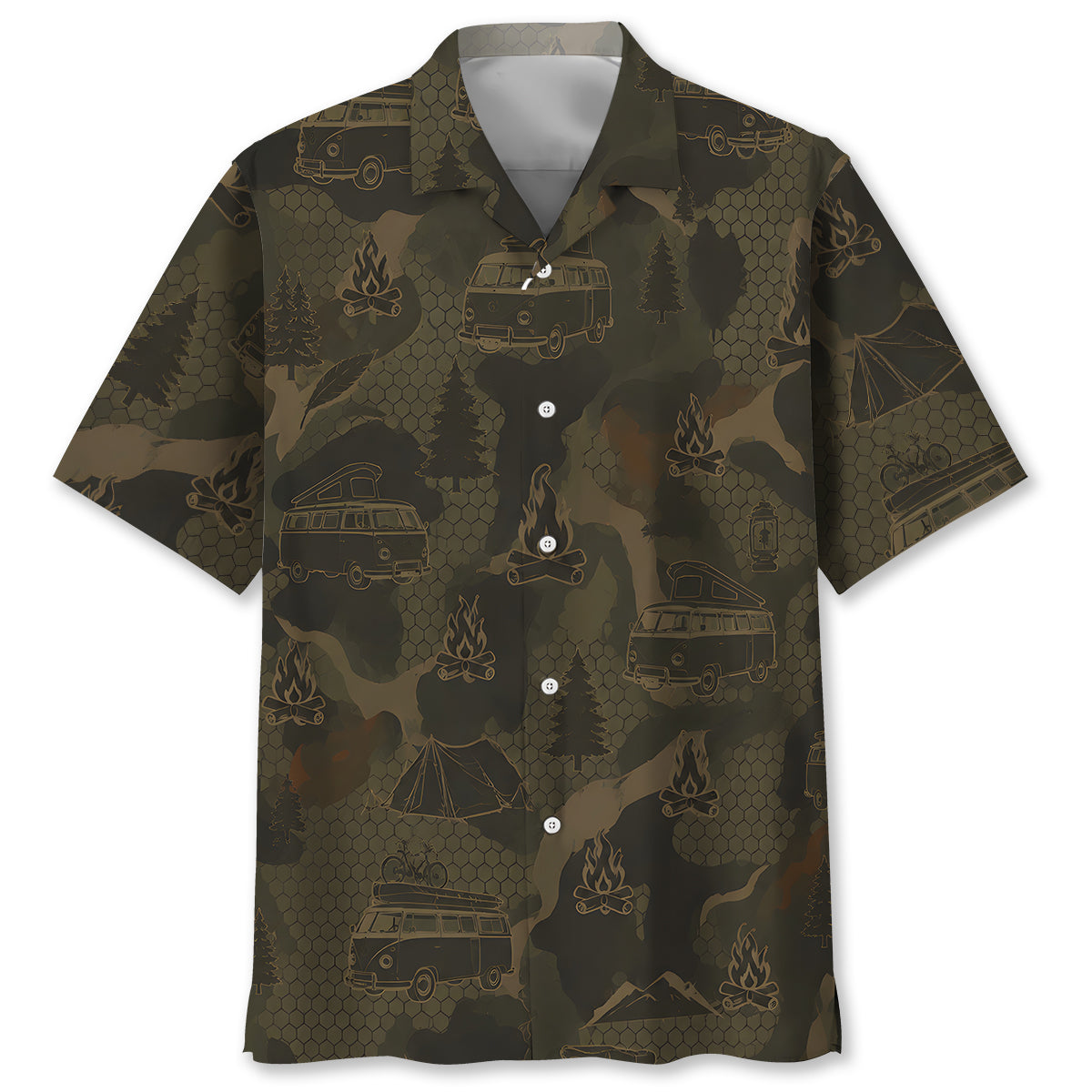 Car Camping Camouflage Hawaiian Shirt