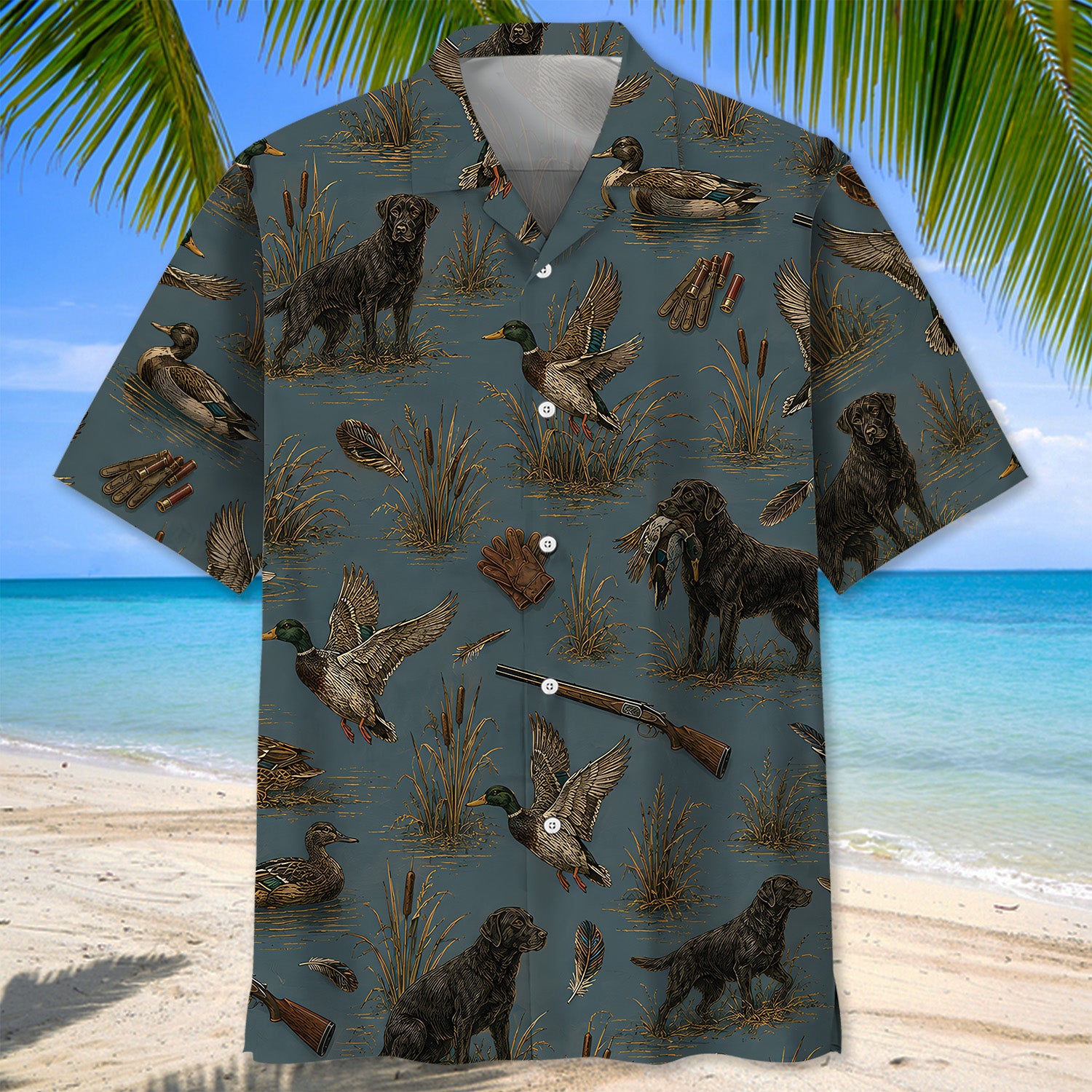 Vintage Slate Duck Hunt Hawaiian Shirt