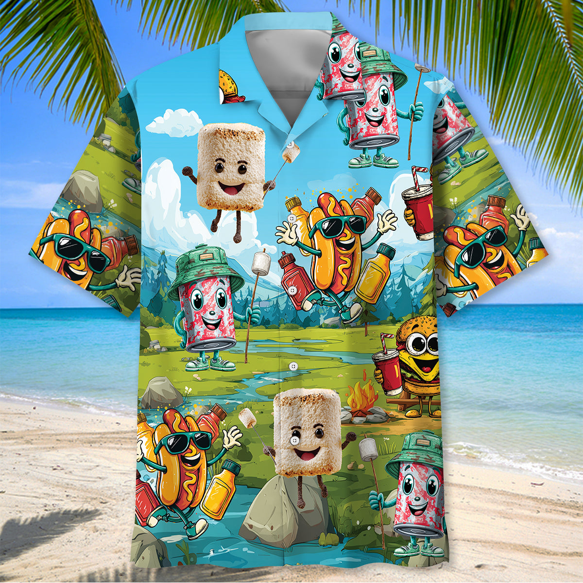Funny Food Camping Hawaiian Shirt
