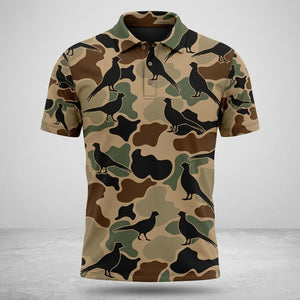 Pheasant Hunting Camouflage Pattern Men Polo Shirt