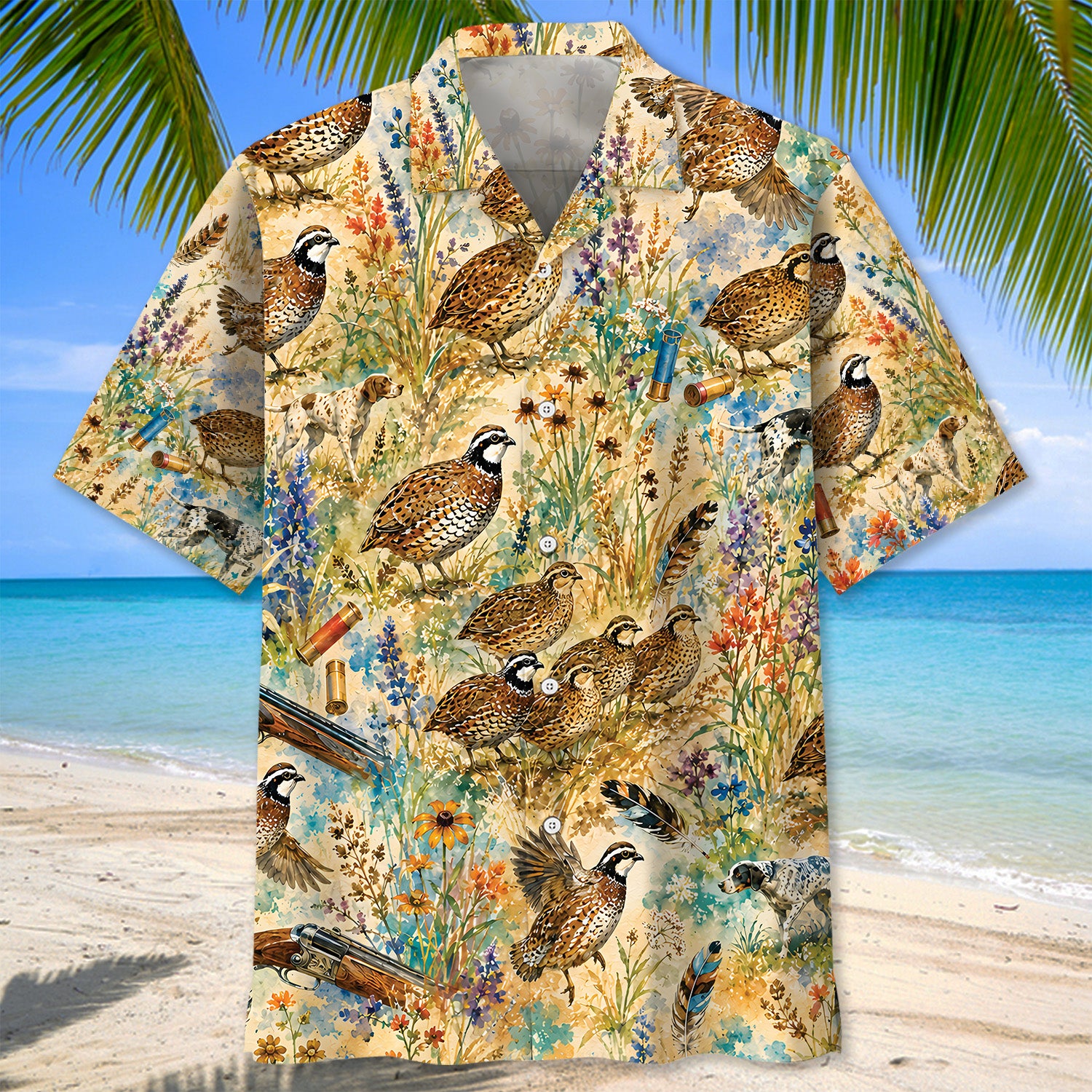 Quail Hunting Watercolor Hawaiian Shirt