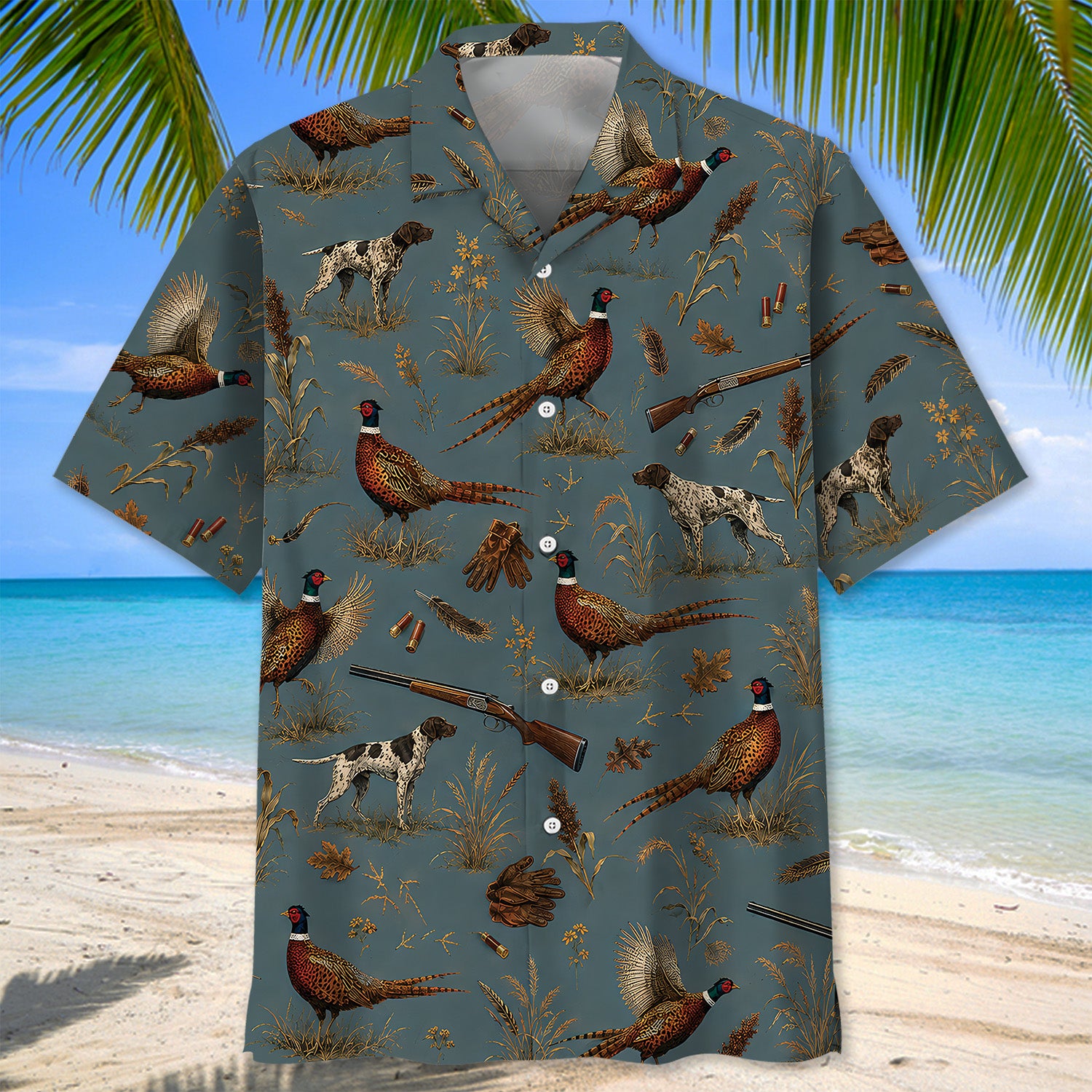 Vintage Slate Pheasant Hunt Hawaiian Shirt