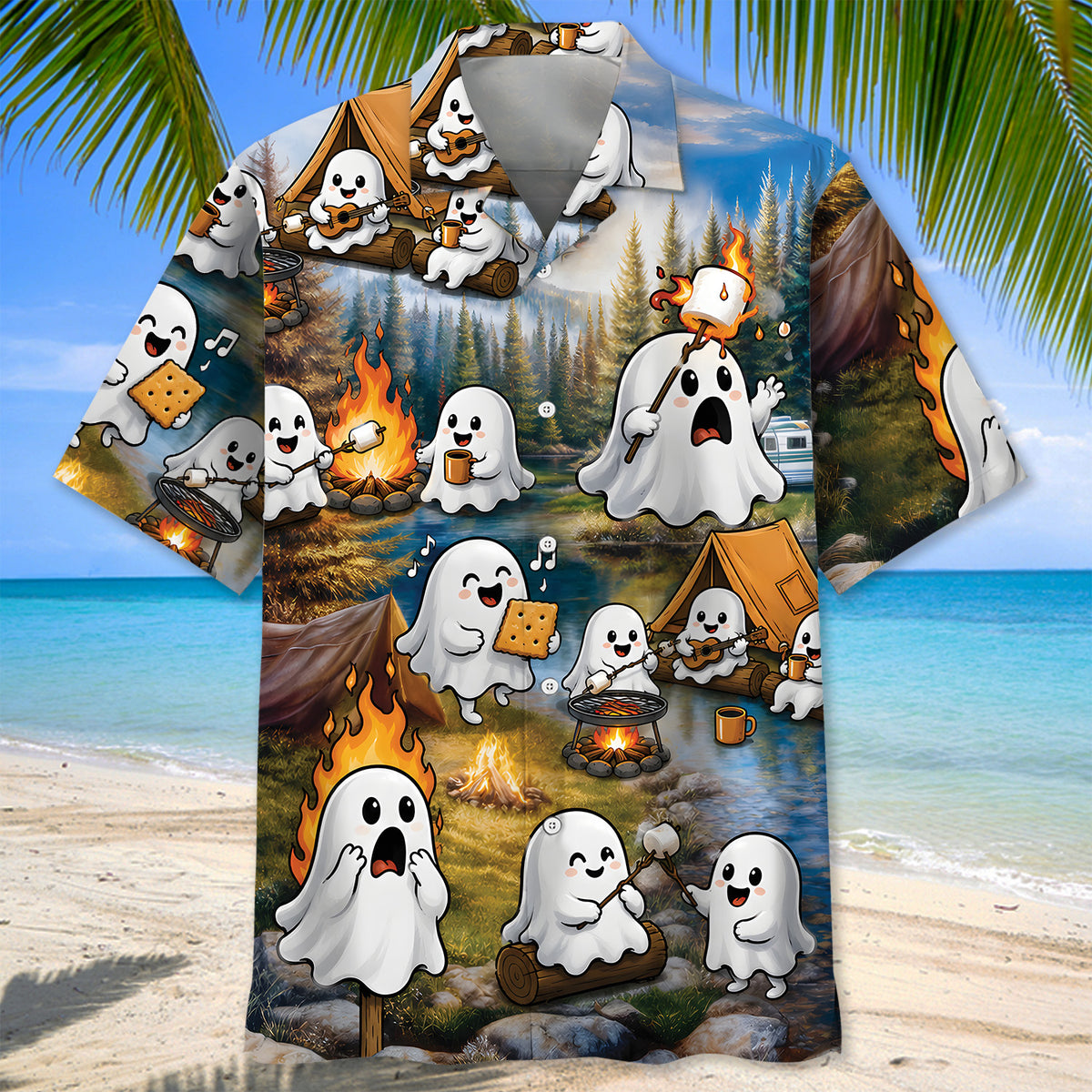 Vintage Ghost Camping Hawaiian Shirt