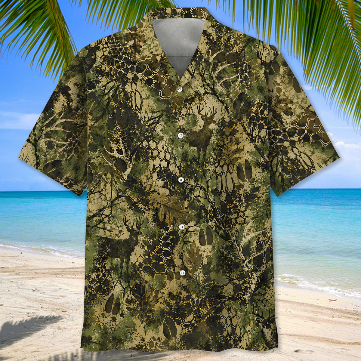 Deer Hunting Hex Camo Hawaiian Shirt