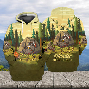 Funny Raccoon Drinking Not All Who Wander Are Lost All Over Print