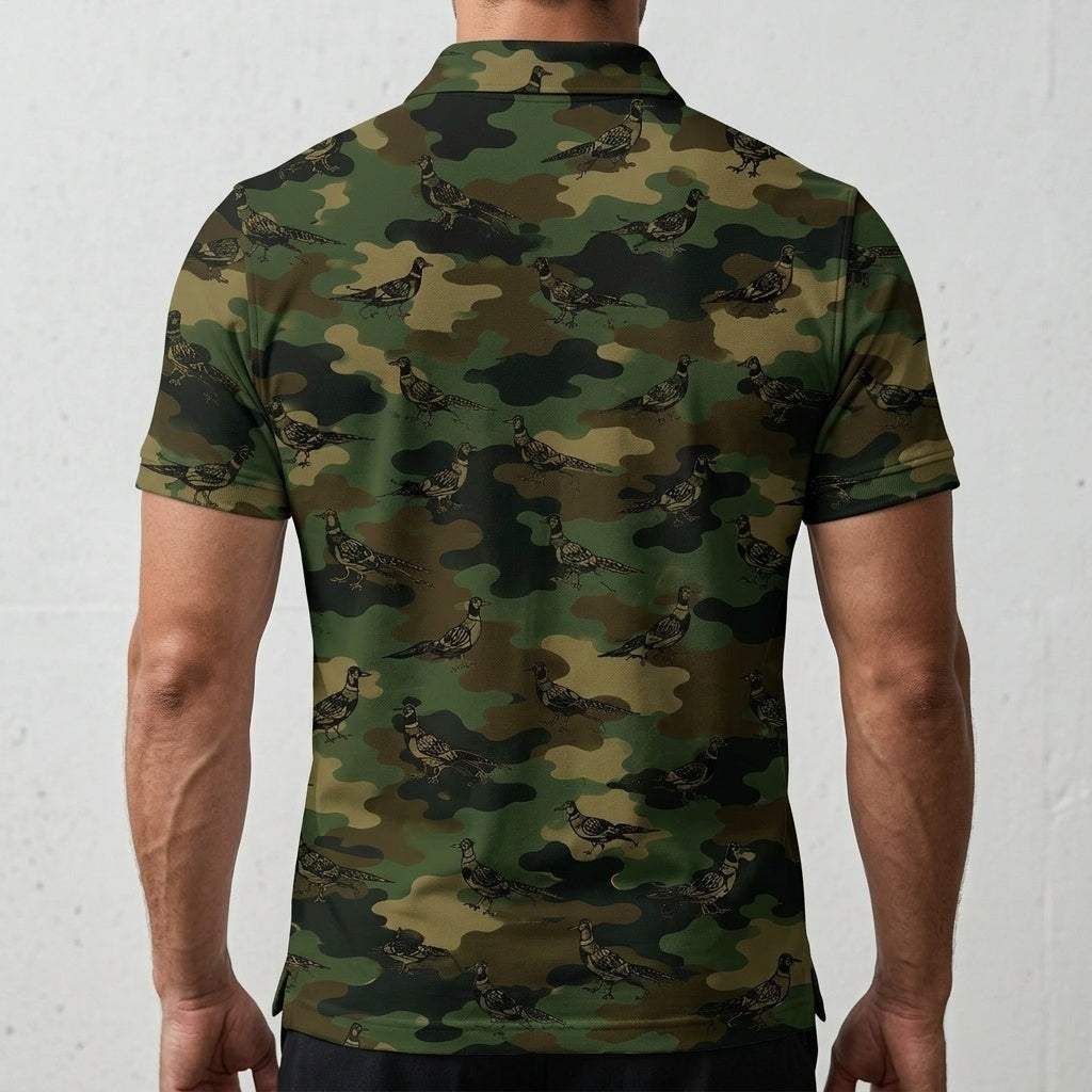 Pheasant Camouflage Millitary Men Polo Shirt
