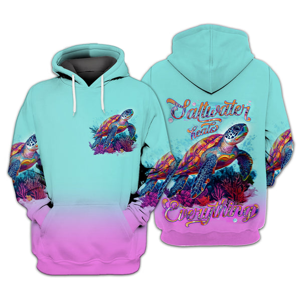 Saltwater Heals Everything Sea Turtle All Over Print Shirt