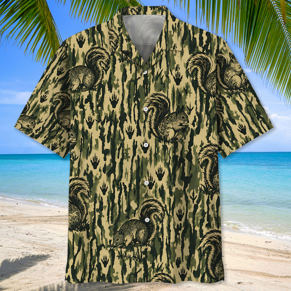 Squirrel Stripe Camouflage Hawaiian Shirt