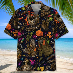 Retro Grouse Hunting Colorful Hawaiian Shirt