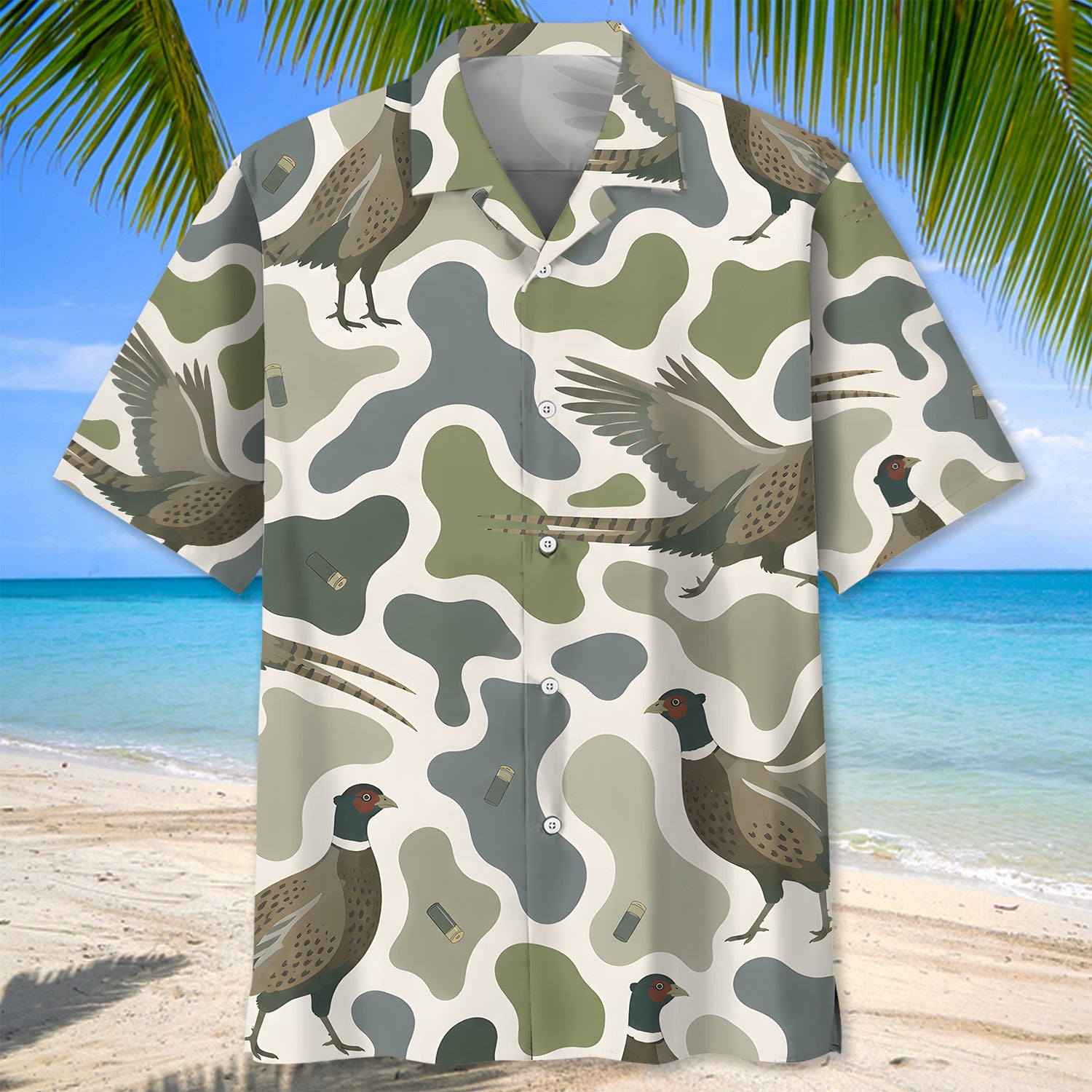 Pheasant Camouflage Hunting Funny Pattern Hawaiian Shirt