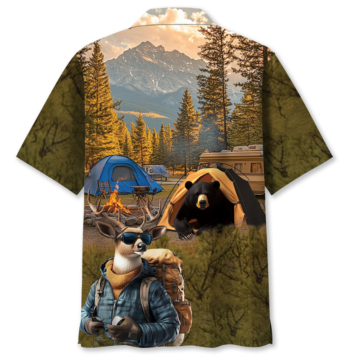 Camping In The Wild Forest Hawaiian Shirt
