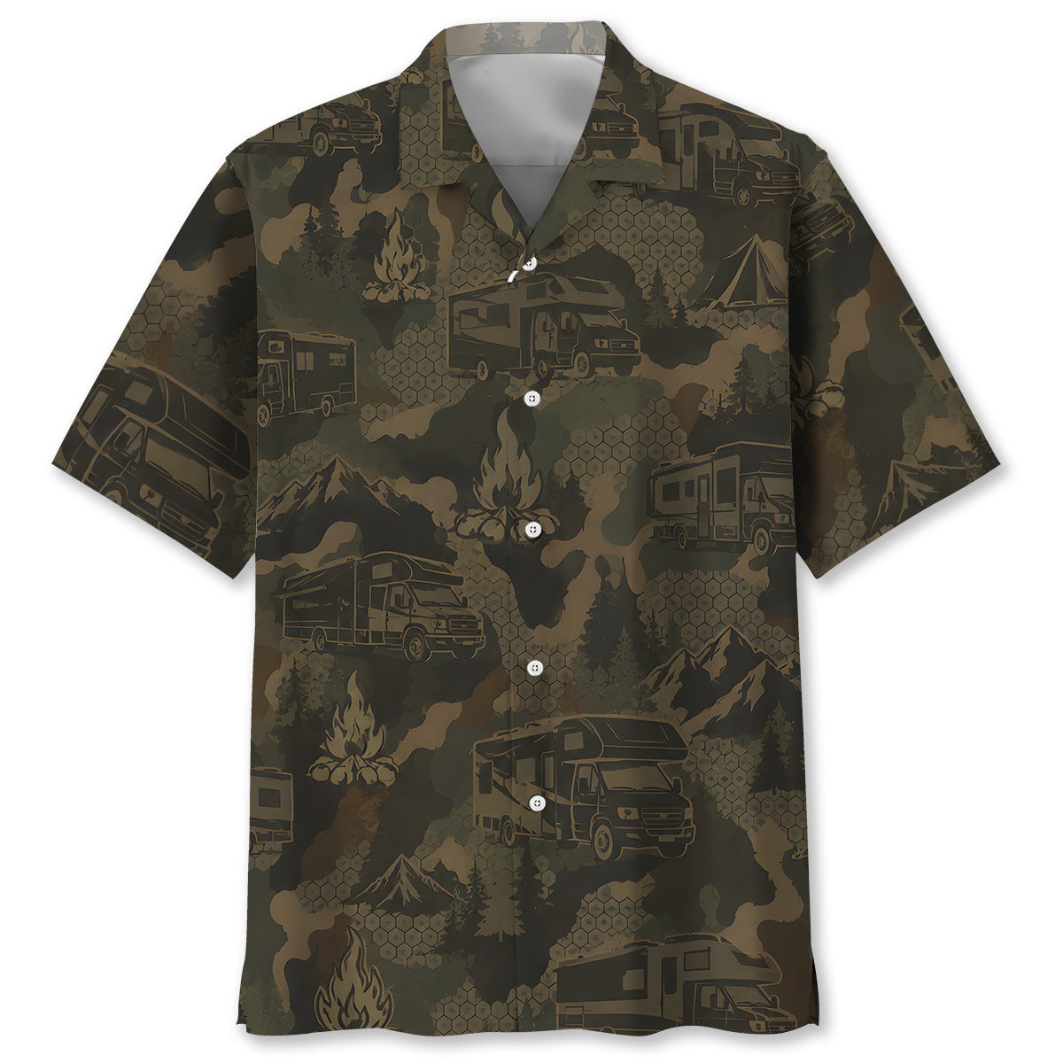 Class A Motorhome Camping Camouflage Hawaiian Shirt