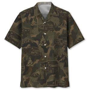 Class A Motorhome Camping Camouflage Hawaiian Shirt