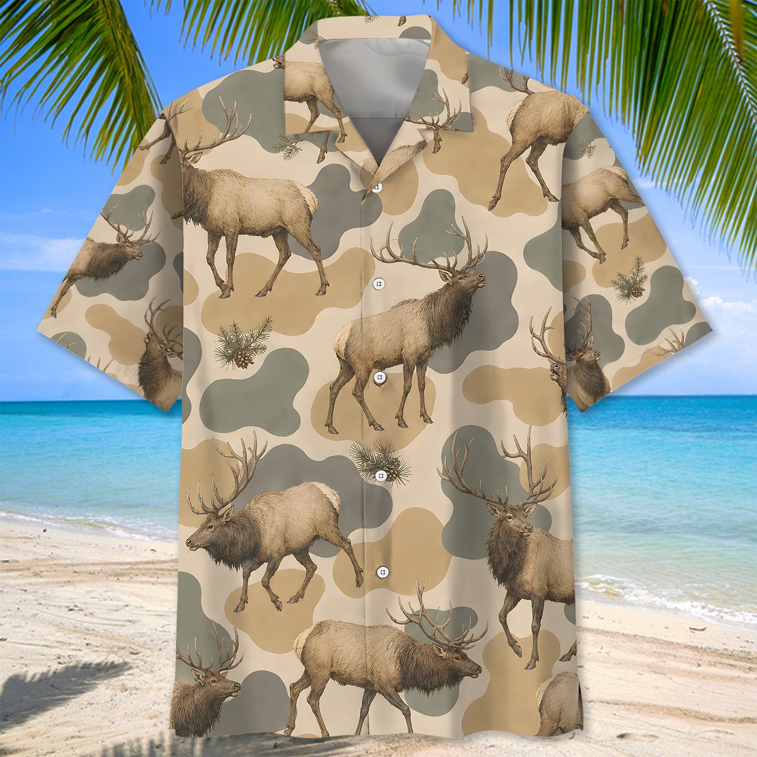 Elk Camouflage Hawaiian Shirt