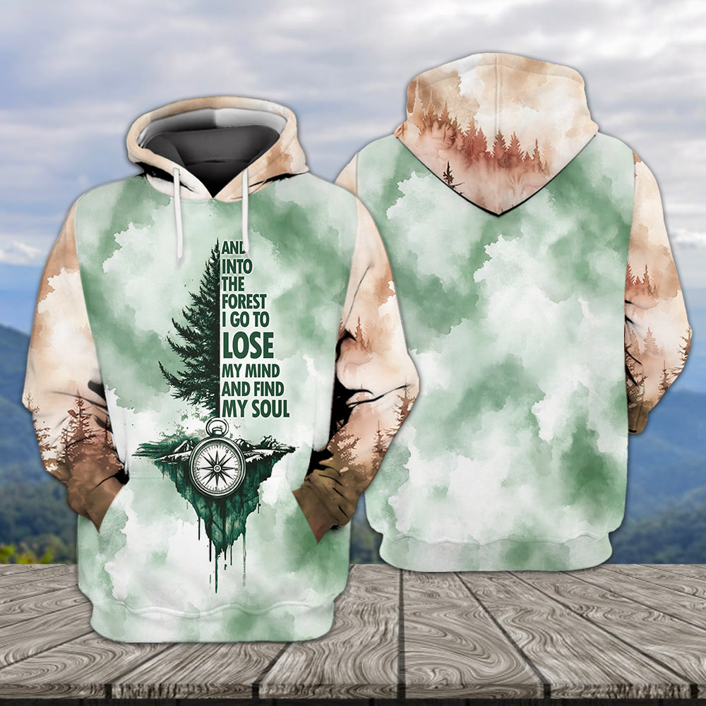 Into The Forest I Go Green Compass All Over Print Shirt