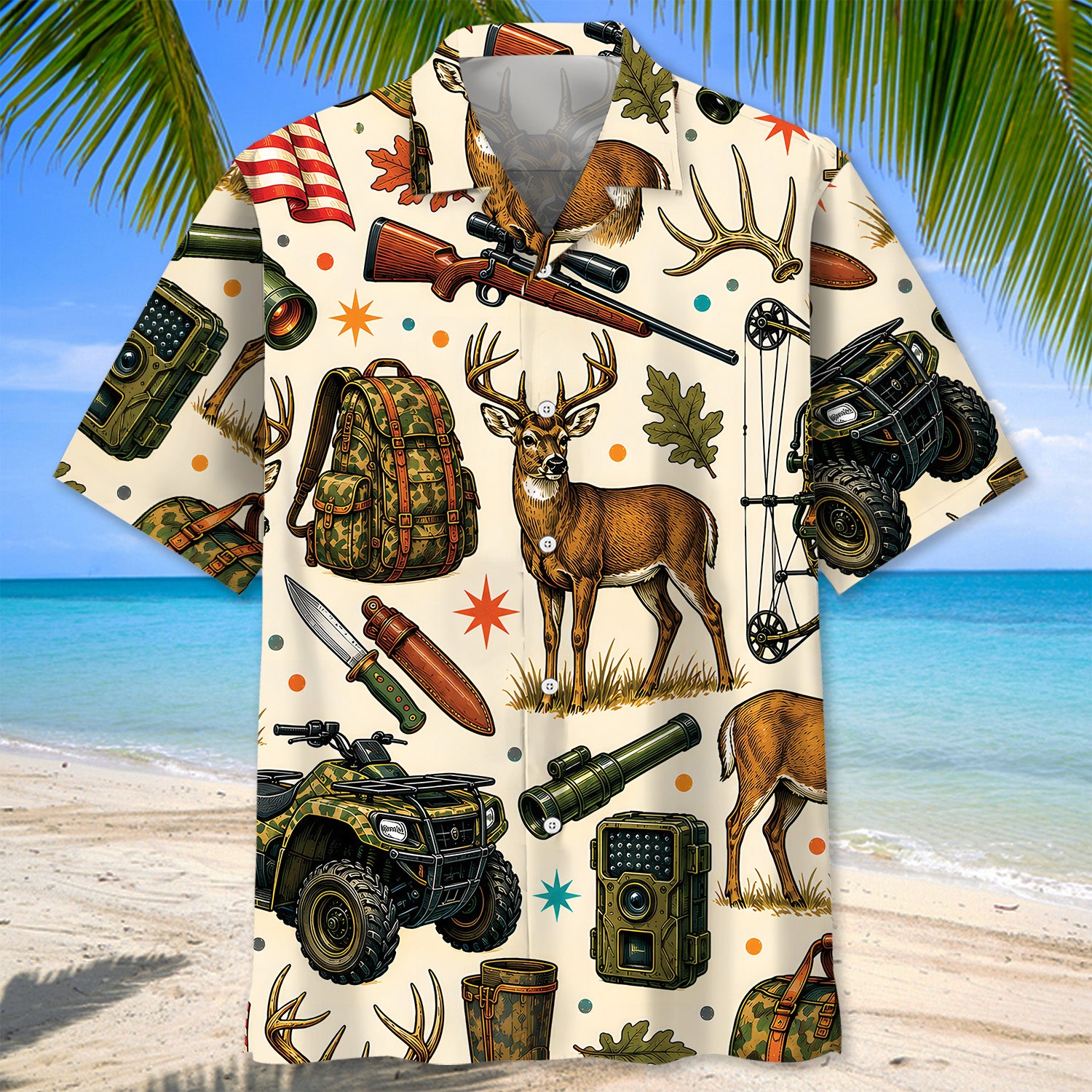 Deer Hunting Vintage Art Colorful Hawaiian Shirt